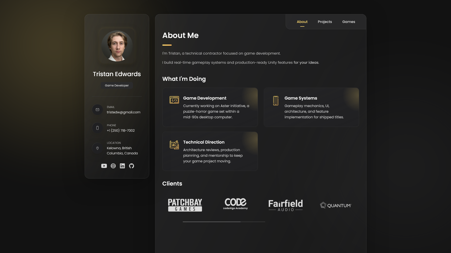 Personal portfolio website built by AlpinePages