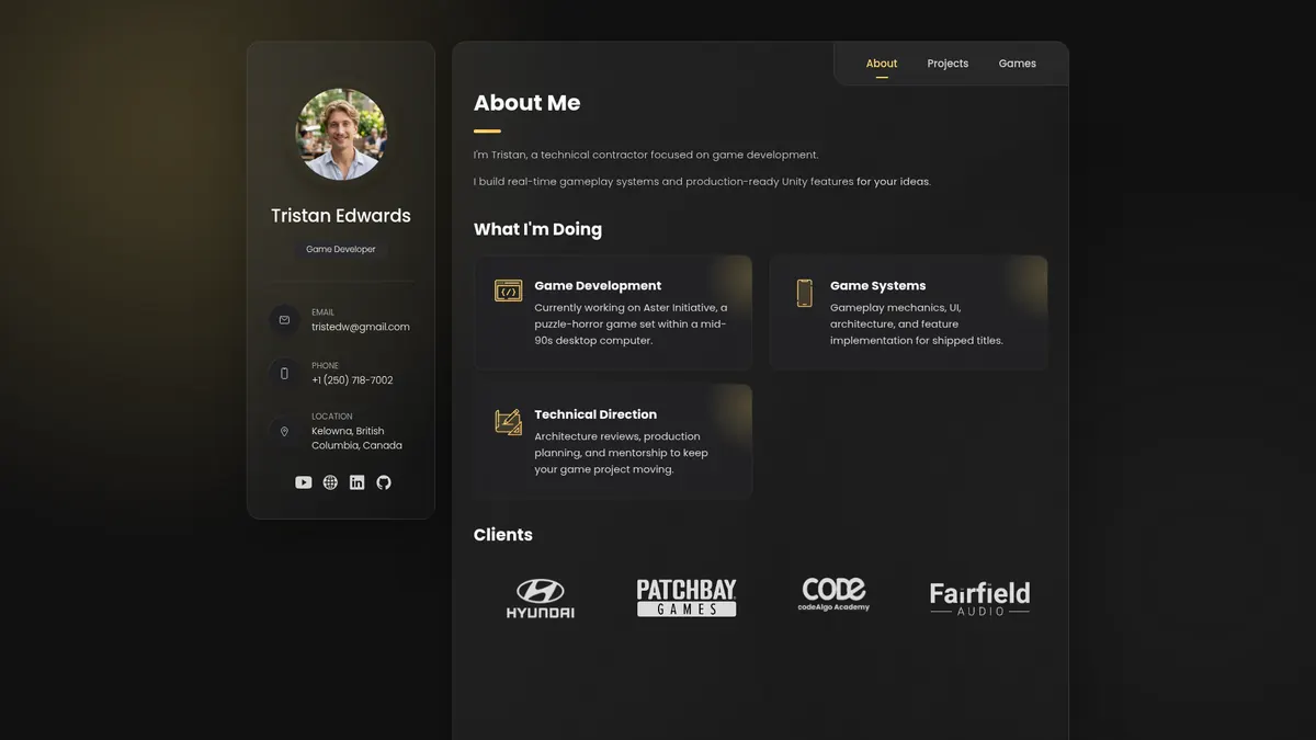 Personal portfolio website built by AlpinePages